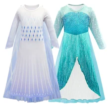 Анна 2 платье Эльзы «Холодное сердце» Aisha/Детские платья для девочек, платье Золушки карнавальный костюм детей Снежная королева Платье принцессы для именинницы