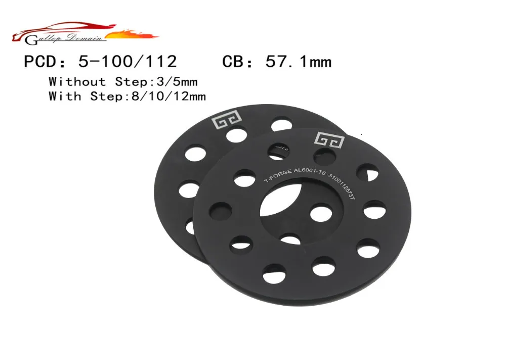 Gallop Domain 2PC 5x100/5x112 3/5/8mm Wheel Spacer 57.1mm Alloy Aluminum Forge Wheel Spacer suit for SEAT IBIZA LEON Car-Styling