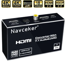 2021 Best eARC HDMI 2.0 Audio Extractor 4K 60Hz RGB8:8:8 HDR HDMI Splitter Audio Converter 4K HDMI to Optical TOSLINK SPDIF 7.1