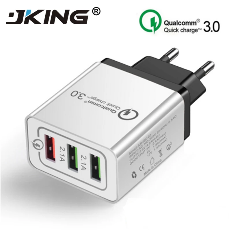 

JKING Universal 18W USB Quick charge 3.0 5V 3A for Iphone EU Plug Mobile Phone Fast charger charging for Samsung Huawei xiaomi