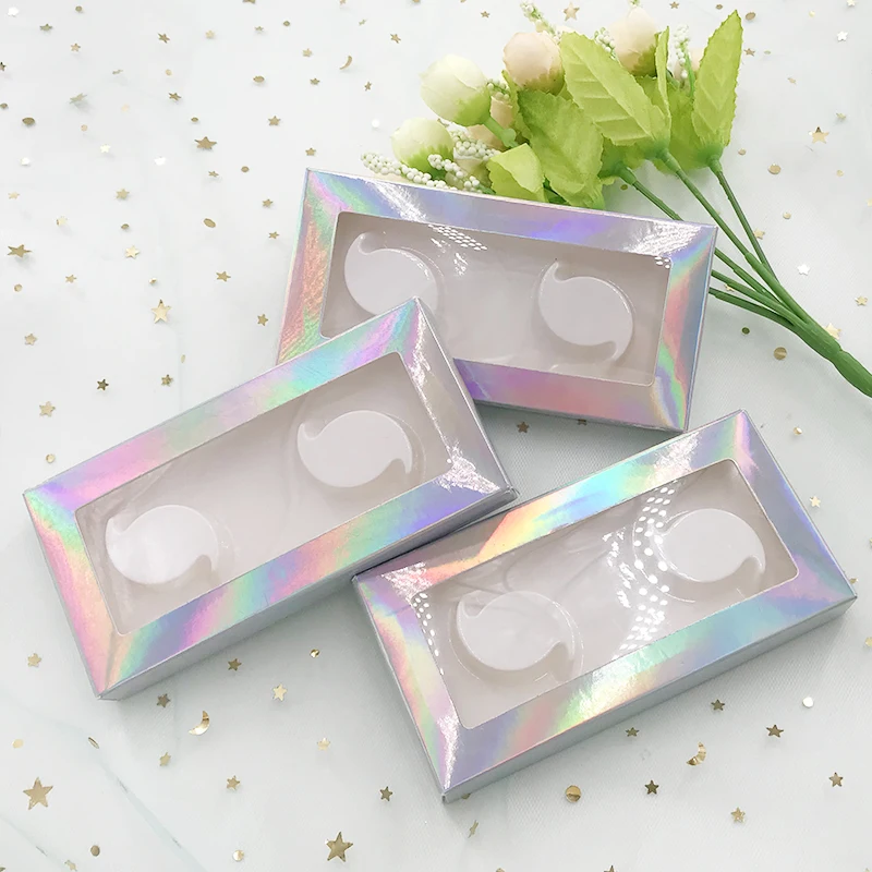

Two pairs of eyelashes box with white or clear tray