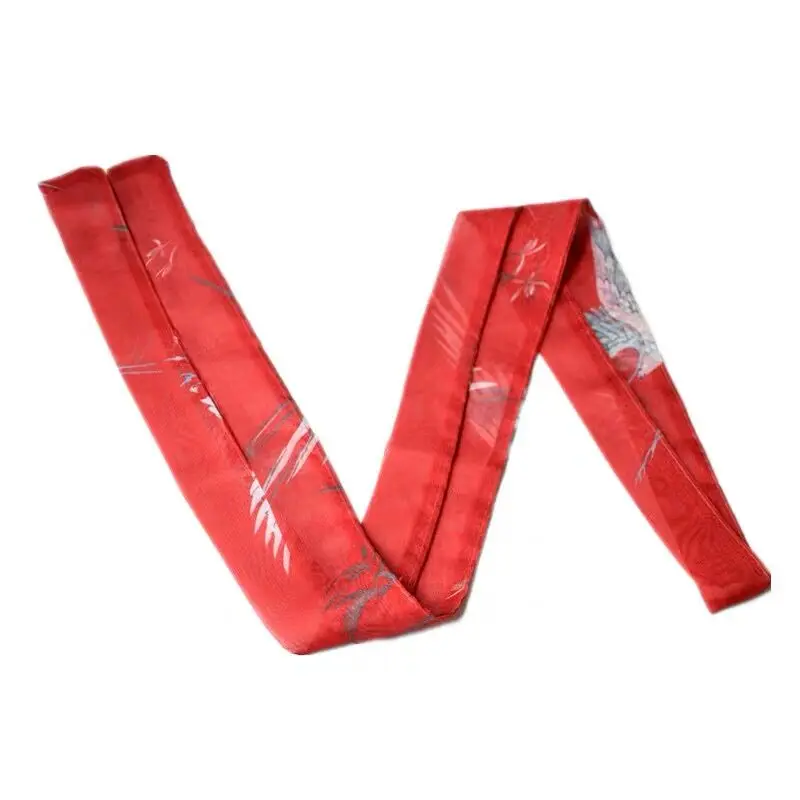 high quality Chiffon Antique hanfu cos hair band costume studio cranes printing hair rope hair restoring ancient ways - Цвет: Red Crane