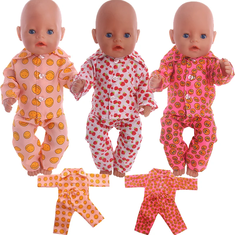 

Doll Smiley Pajamas Fit 18 Inch American Doll 40-43cm Born Baby Doll Accessories For Baby Birthday Festival Gift