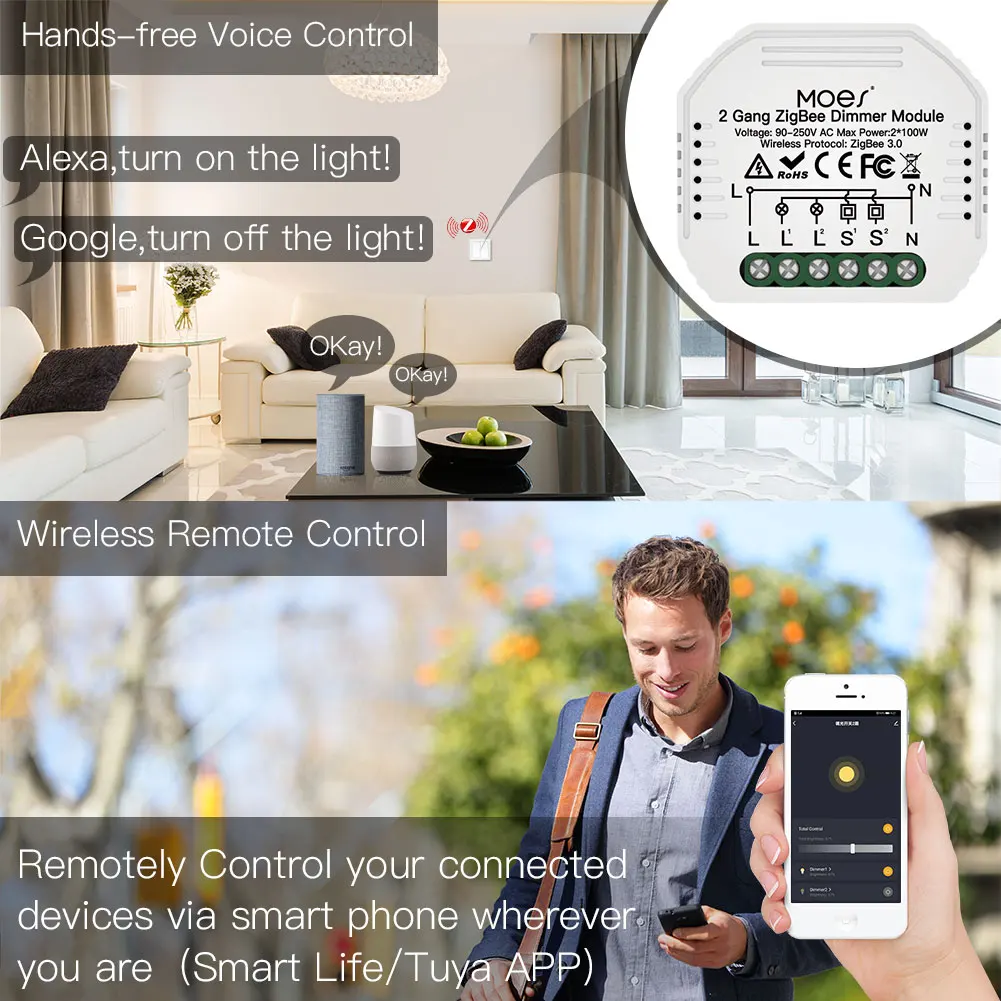 Powerful ZigBee 3.0 Dimmer Switch Module With Voice Control