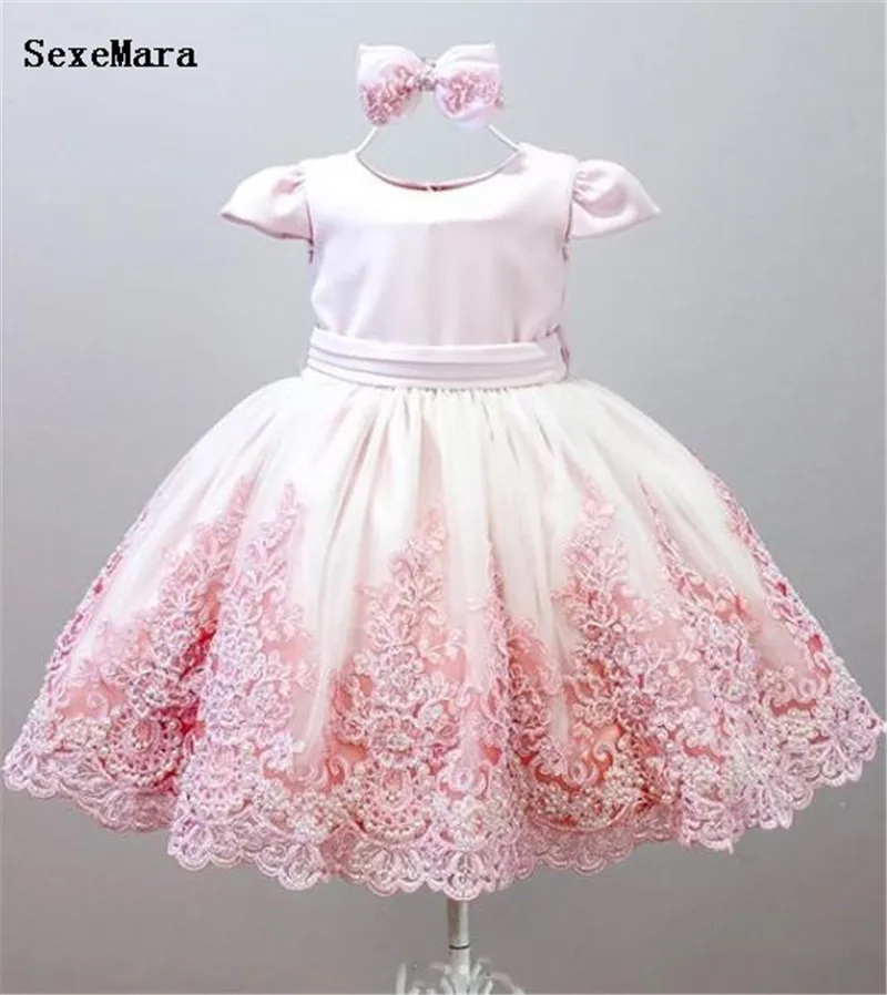 Реальное изображение; платья для девочек с цветочным узором; розовое детское крещение малыша; одежда с рукавами-крылышками; кружевное бальное платье-пачка; платье для дня рождения