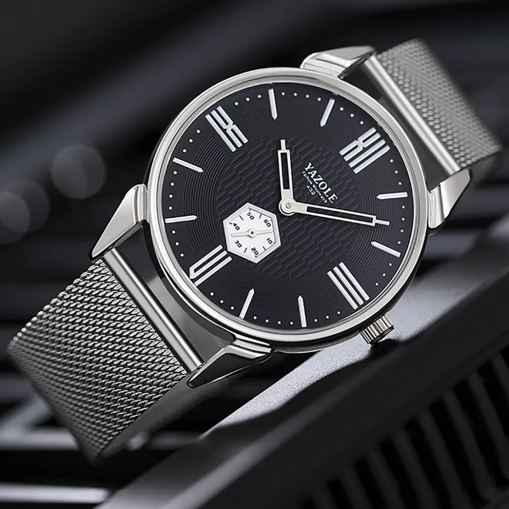 

2019 Top Luxury Band Mens Watch Classic Business Single Eye Four Needle Quartz Men's Net Belt Watch Lady Dress Relogio Masculino