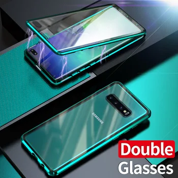 

Front + Back Glass 360 Full Protection Case For Samsung Galaxy S8 S9 S10 Plus S10e Note 9 8 Magnetic Adsorption Metal Case Cover