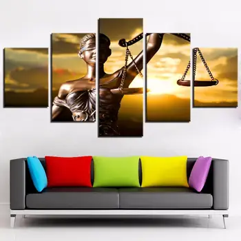 

HD Prints Canvas Poster Home Decor 5 Pieces Themis Goddess Of Justice Painting Modular Living Room Wall Art Pictures Framework