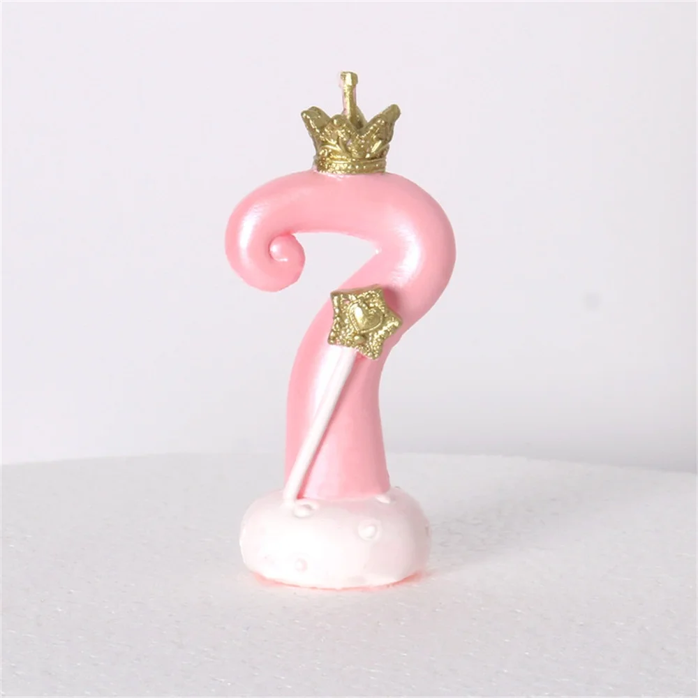Розовые синие свечи с короной и цифрами на день рождения для детей от 0 до 9 лет, для взрослых девочек и мальчиков, на день рождения, свечи для торта, украшения, украшения для торта - Цвет: Pink 7