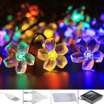 

Rose flower butterfly bee Led String Lights 3AAA Battery USB Solar 220V 110V Holiday Lighting Garland For Christmas Decoration
