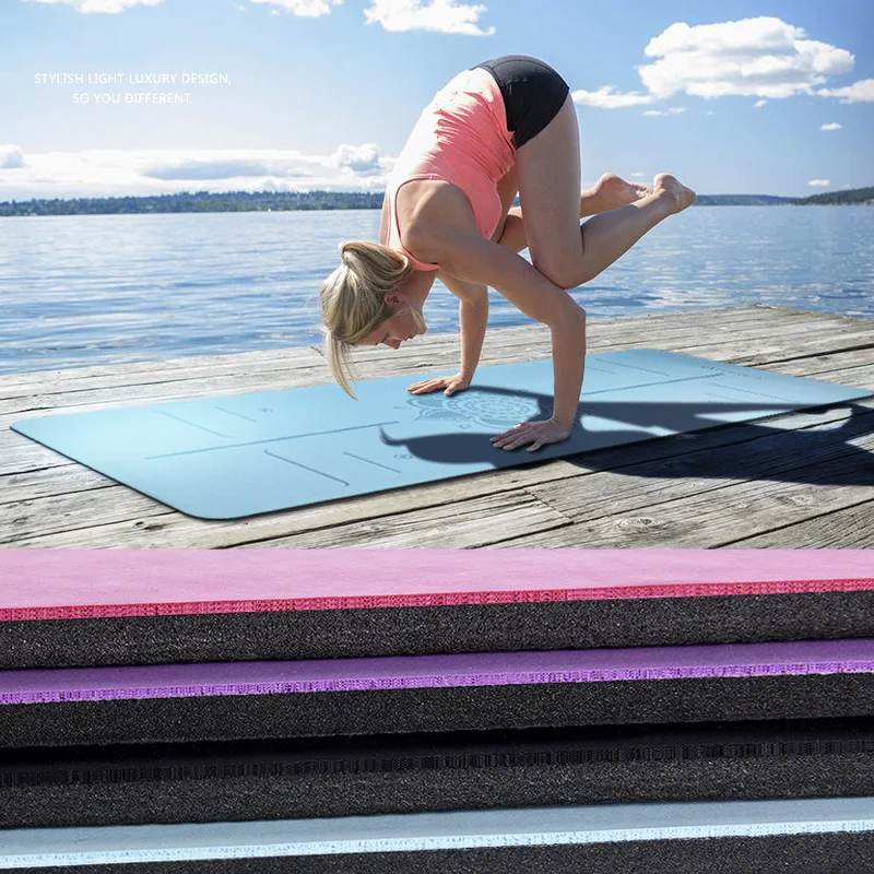 PU+ Natural Rubber Yoga Mat with Position Line Fitness Non Slip Exercise Pad For Environmental Widen and length Gymnastics Mats