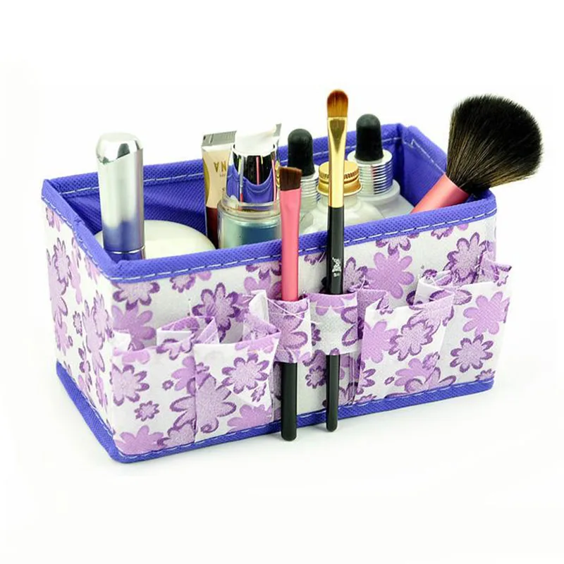 

YiCleaner Foldable Cosmetic Box Storage Organizer Makeup Brush Holder Desktop Jewelry Container Case