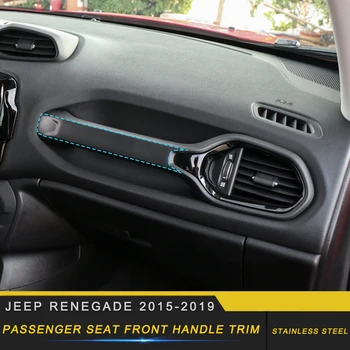 

For Jeep Renegade 2015-2019 Stainless Steel Car Passenger Seat Front Handle Cover Decor Trim Frame Sticker Interior Accessories