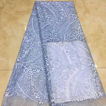 

Madison Sky Blue Sequins Lace Fabrics Embroidery African Tulle Lace Fabric High Quality French Lace Fabric for Women Dress