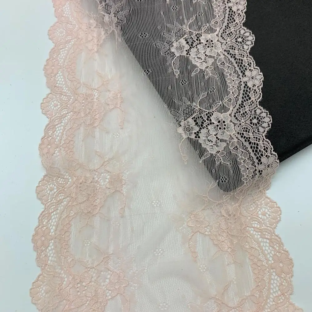 3y/lot Width 17.50cm Floral Stretch Lace Trims Pink For Clothing Accessories Dress Sewing Applique Costume Lace Fabrics Bra 3