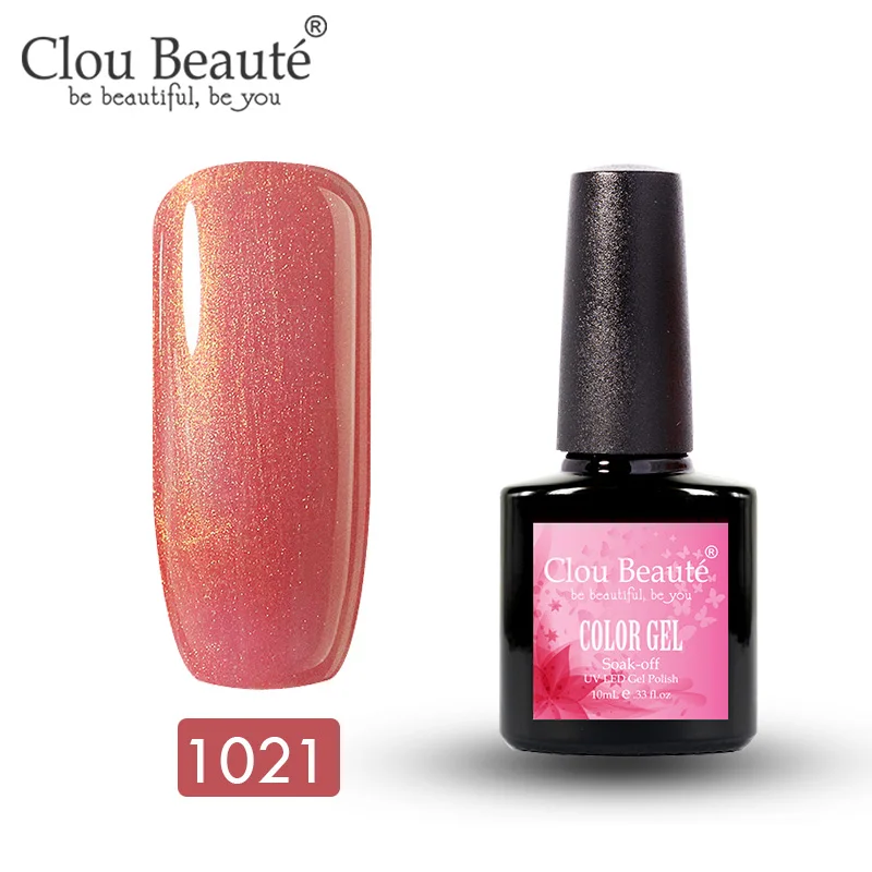 1021 Clou Beaute Gel Nail Polish Glitter Sequins Lakiery Hybrydowe Soak Off UV Gel Varnish Esmalte Para Unha Nails Gel UV Colors - Цвет: 1021