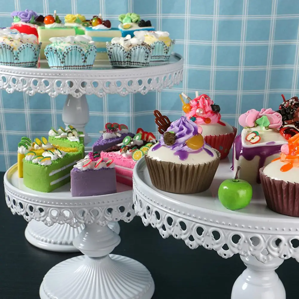 Metal Round Cake Stand Dessert Holder Base Iron Cupcake Pedestal Display Plate White For Wedding Party Cake Decorating Supply