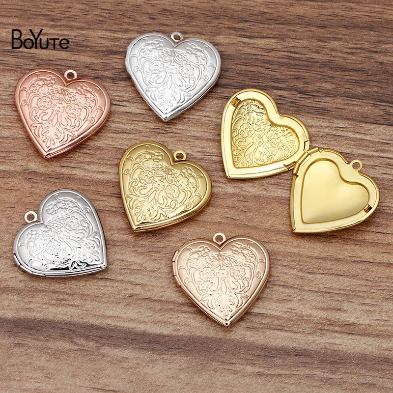 BoYuTe (10 Pieces/Lot) 29MM Metal Brass Heart Pendant Locket Floating