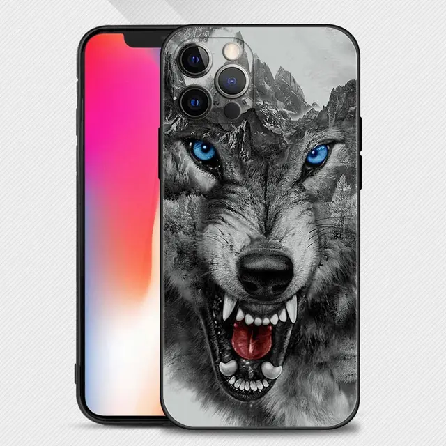 Case For Apple iPhone 13 12 11 Pro Max Mini XS Max XR X 7 8 Plus 6 6S SE 2020 Cover Shell Wolf Dog Cat Bird Lion Tiger Animal B11