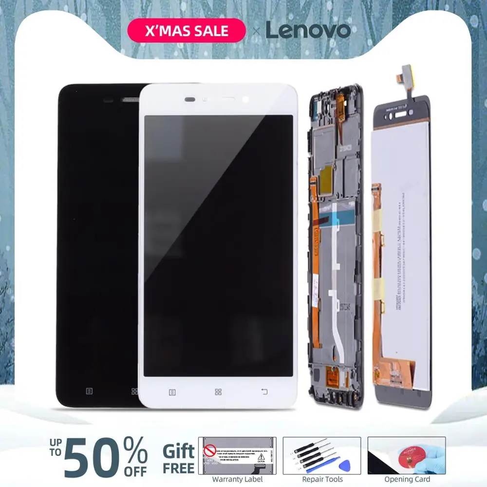 Дисплей для Lenovo S60 S60W S60T S60A LCD в сборе с тачскрином на рамке черный белый