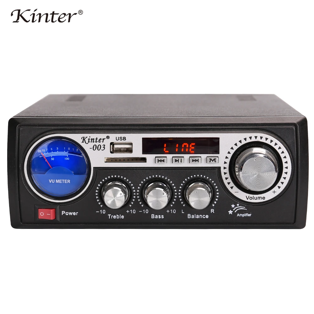 Kinter-003 power amplifier audio with USB SD AUX input play hifi stereo sound supply power 110V and DC12V remote control