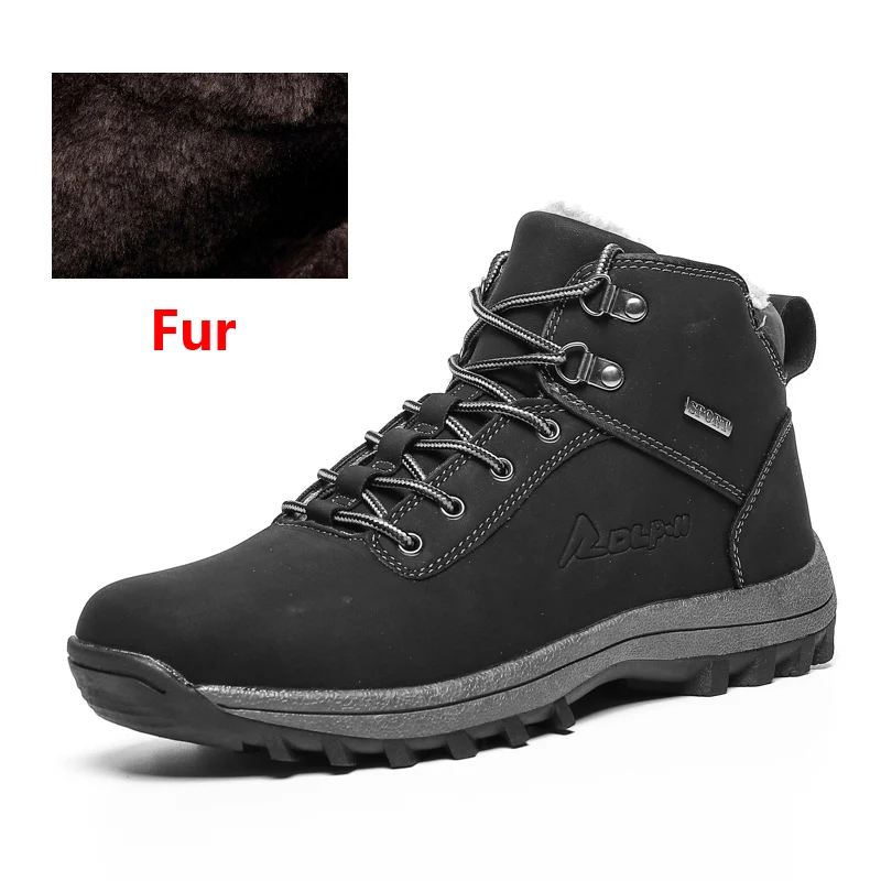 01 Fur Black OZERSK/Брендовые мужские ботинки на меху; сезон осень-зима; мужские повседневные ботильоны; кожаная мужская обувь на шнуровке; Классическая обувь; зимние ботинки - Цвет: 01 Fur Black