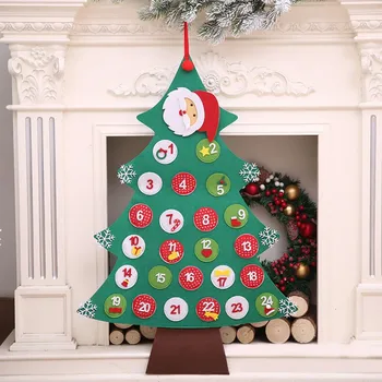

Diy Christmas Advent Calendars Large Felt Fabric Christmas Tree Calendar With Pockets Xmas New Year Home Decoration