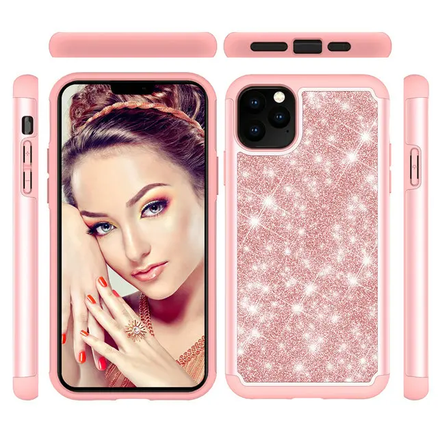 Шикарный Блестящий Роскошный чехол для iPhone 11 на iPhone 11 Pro Max 2 в 1 pc TPU задняя крышка чехол для iPhone 11 чехол 11Pro Fundas