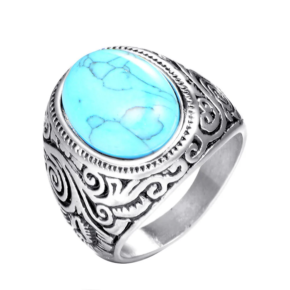 Новинка 2 цвета кольцо из нержавеющей стали с синим и черным камнем для мужчин