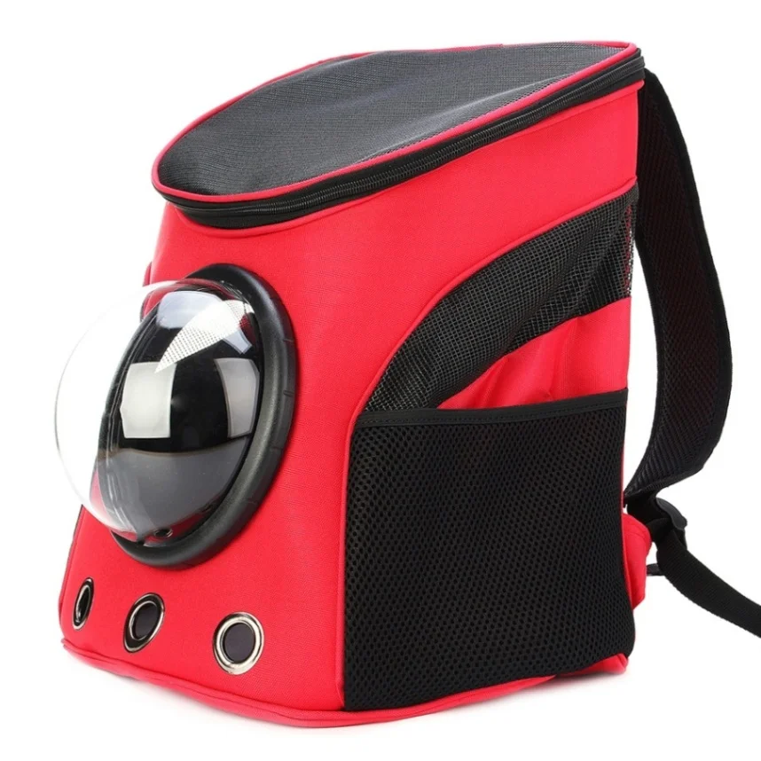 Portable Breathable Pet Cat Puppy Carry Bag Outdoor Travel Space Capsule Backpack Bag for Cat and Dog Pet Products - Цвет: Красный