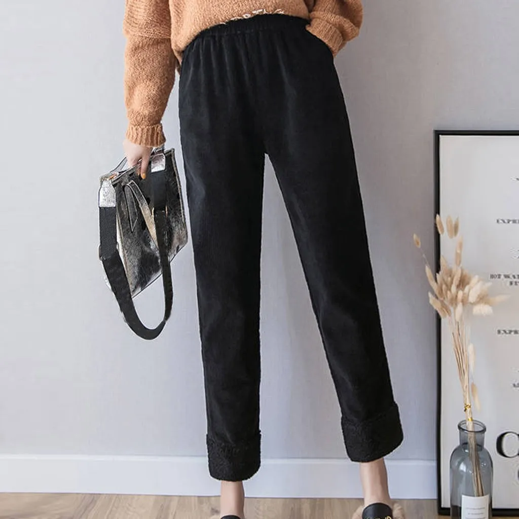 Warm Winter Pants Women Thick Pants Casual Loose Warm Fleece Women's Velvet Winter Pants Women Trousers#y3