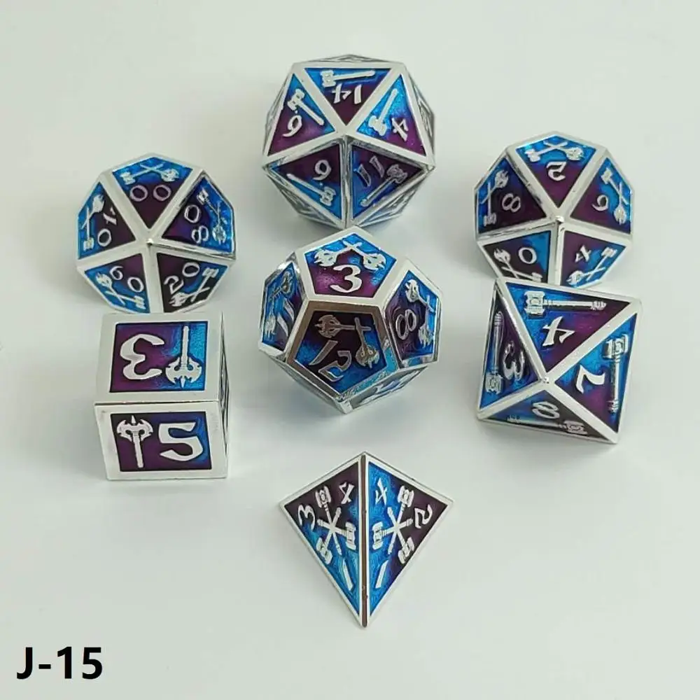 New rpg polyhedral dice playing metal dnd set dados rold&ampd dobbelstenen dadi kości do gry d4 d6 d8 d10 d12 d20 | Спорт и