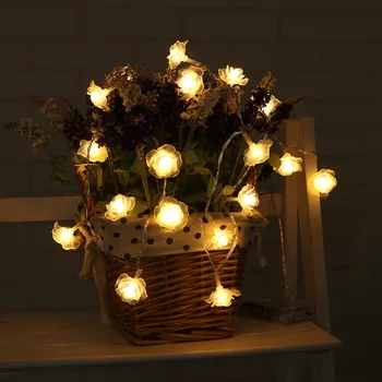 

10/20/40leds led Fairy String Lights Rose Flower Battery Powered Wedding Valentine's Day Party Xmas Garland Decor Lamp 1/3/4M