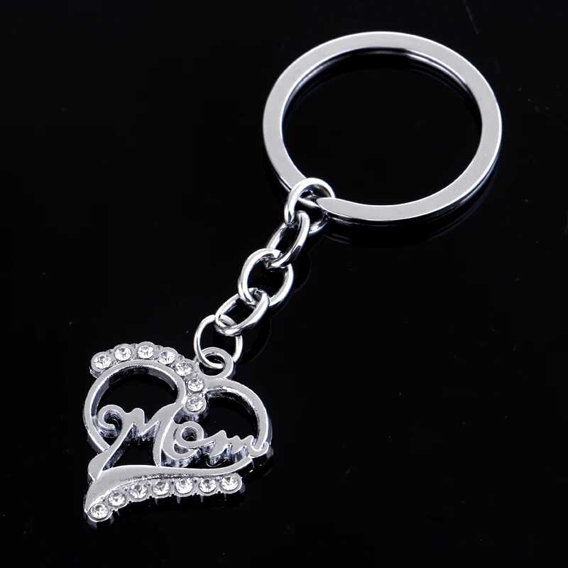 

36PC Hollow Mom Heart Clear Crystal Pendant Keyrings Keychains Family Mom Mommy Mama Mother's Day Gifts Thanksgiving Jewelry Hot