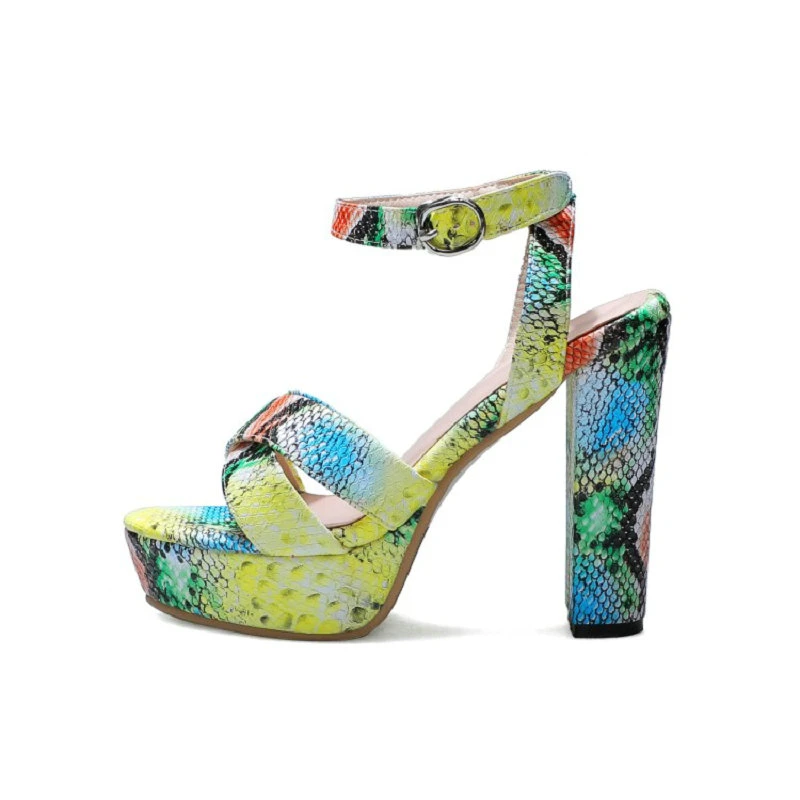 colorful snake print heels