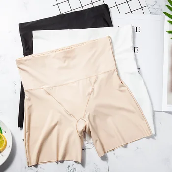 

Ice-silk high-waist safety pants women abdominal bottom pants anti-wear shorts seamless bottom pants women