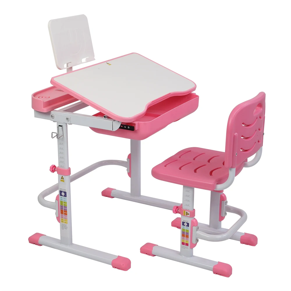 

70CM Lifting Table Can Tilt Children Learning Table And Chair Pink (With Reading Stand Without Table Lamp)