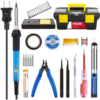 

Soldering Iron Kit Electronics 60W Adjustable Temperature Soldering Iron and Other Soldering Kits in Portable Toolbox,US Plug