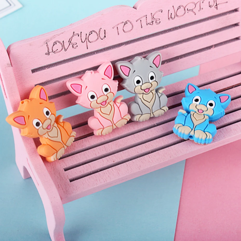 Teething Toys Baby Teething Toys Silicone Teething Toys Silicone Beads Silicone Teething Beads Silicone Teether 5pcs Silicone Animal Cartoon Baby Beads Teether Koala Cat Dog Bear For Pacifier Clips Beads Newborn Food grade Teething Products