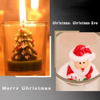 

12pcs Santa Snowman Glass Candles Cup Light Romantic Decor