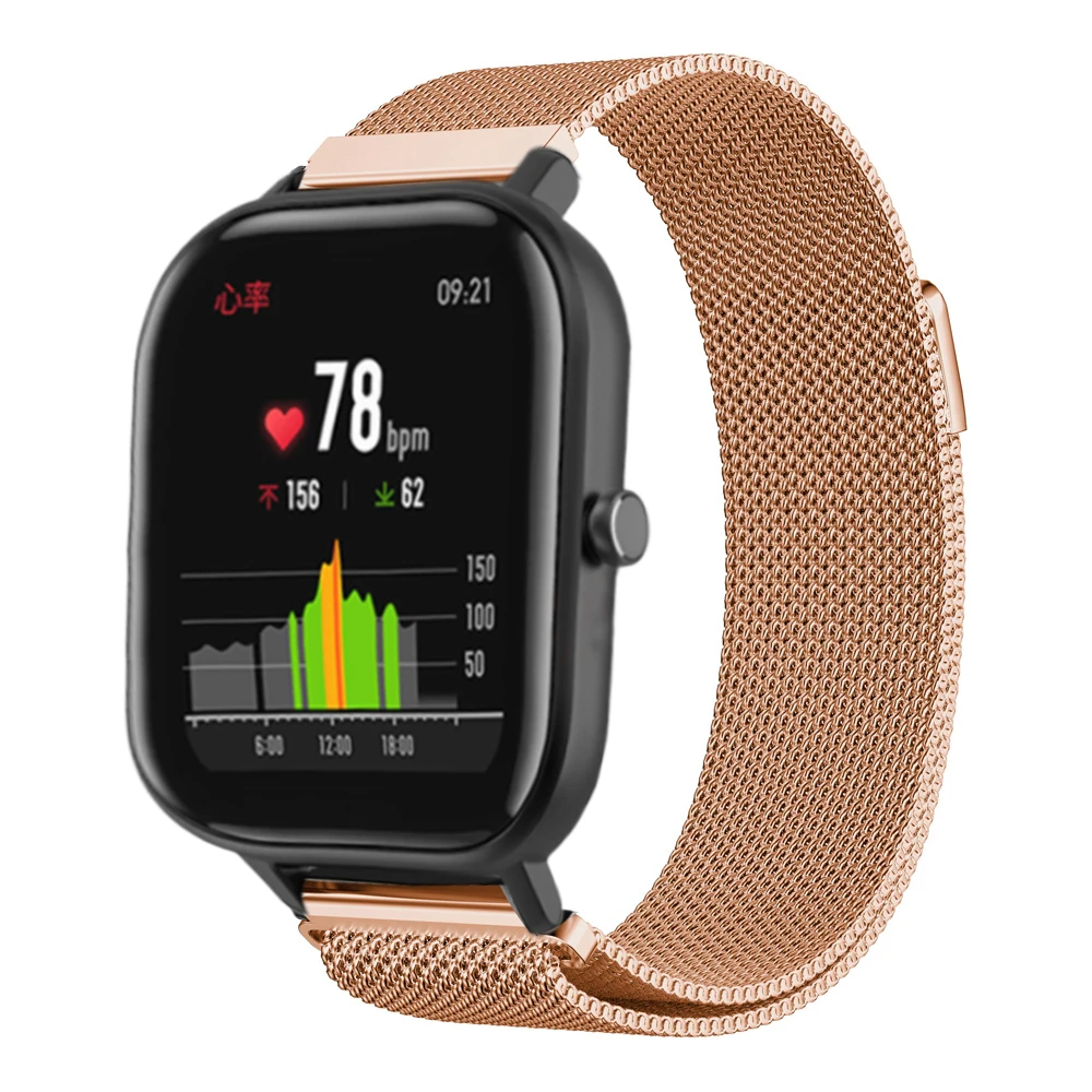 Металлический ремешок для часов браслет для Amazfit Bip часы ремешок для Xiaomi Huami Amazfit Bip Молодежные часы Миланская нержавеющая сталь