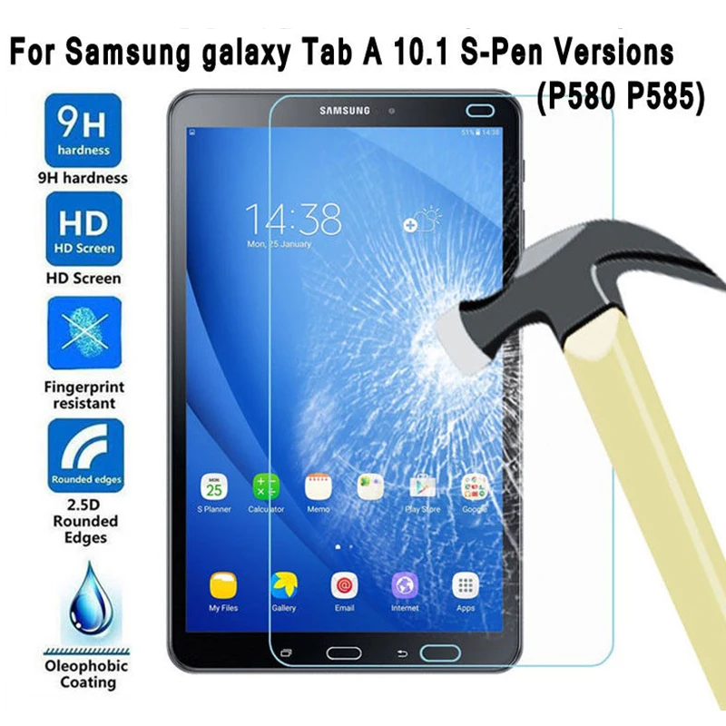 Protector de pantalla de vidrio templado 9H para Samsung Galaxy Tab A 10,1, SM-P585, SM-P580, P585, P580, 10, 2016, con bolígrafo S, 4G, LTE