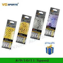 VG Sports 8 9 10 11 цепь для скоростного велосипеда Серебряная полуполая велосипедная цепь для горного велосипеда полые цепи сверхлегкие 116л золотые