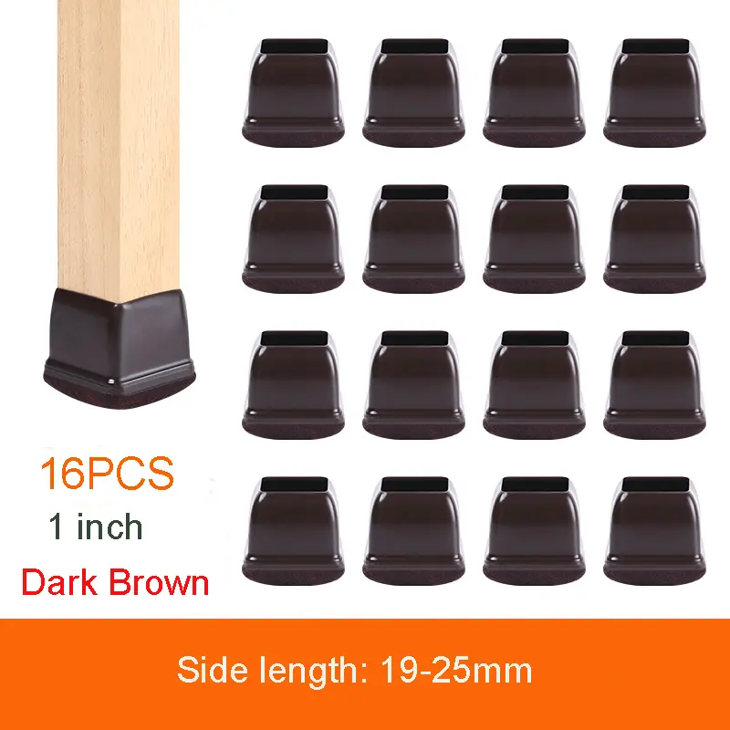 16PCS Transparent Table Chair Leg Protectors Caps Round Square for Furniture Foot Legs Cover Floor Protector with Felt Bottom - Image 12