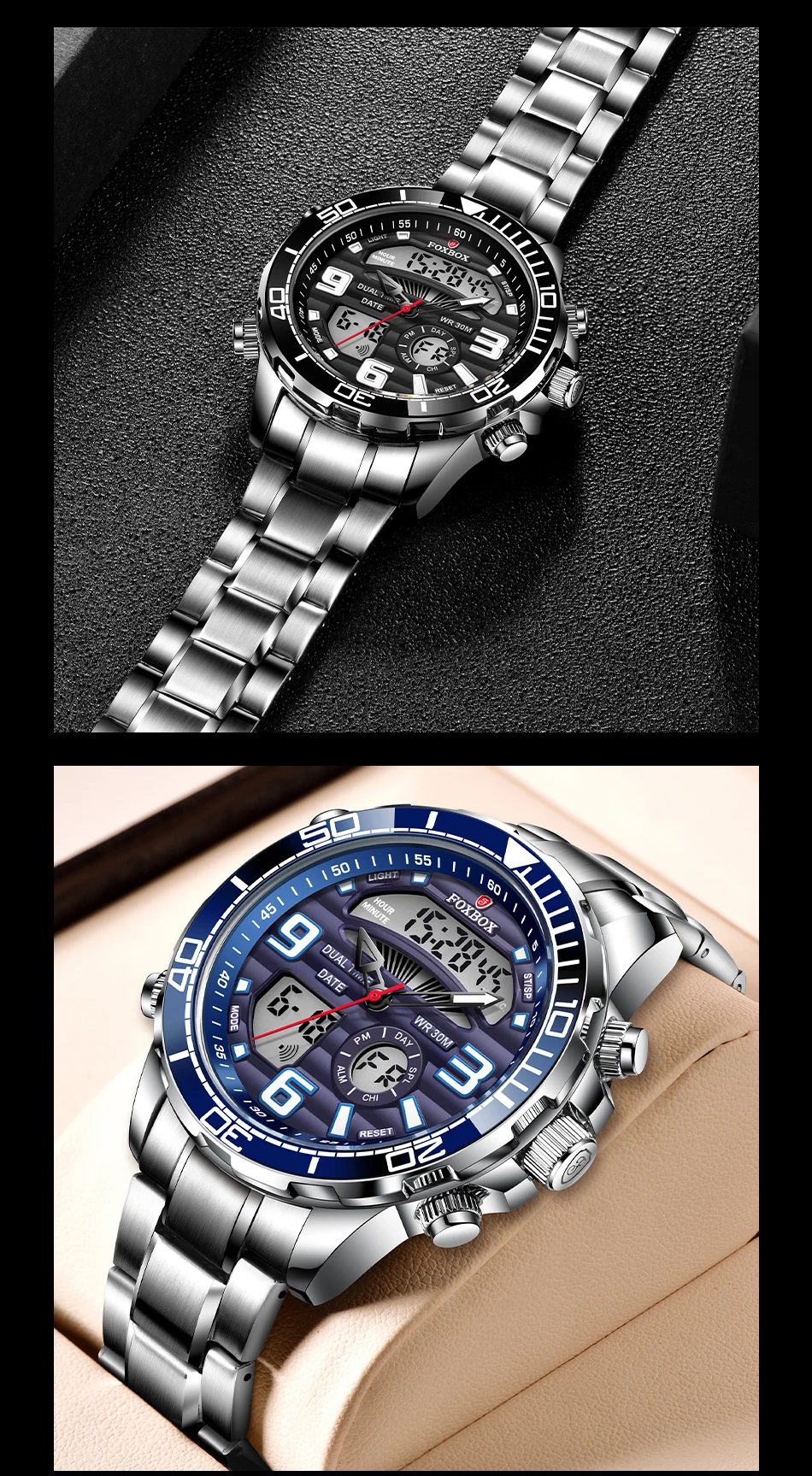 2022 LIGE Brand Foxbox Digital Mens Watches Top Luxury Sport Quartz Wristwatch For Men All Steel Military Waterproof Clock+Box