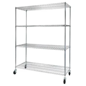 

4 Tier Storage Rack Organizer Kitchen Steel Shelves Metal Rust Protection Adjustable Home Holder Shelving Rack [US Stock]