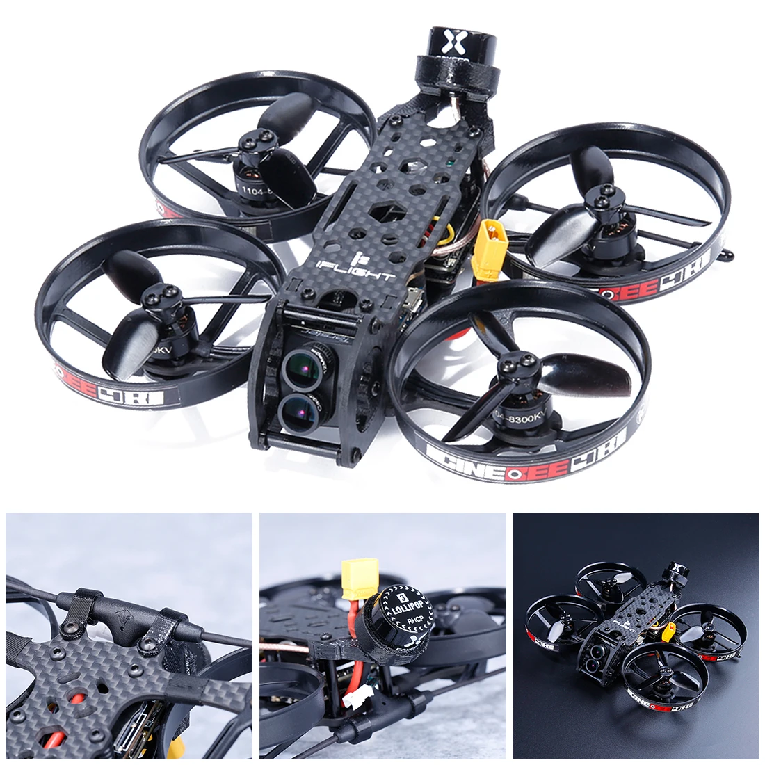 

iFlight CineBee 4K Whoop FPV 4S Drone PNP BNF Wheelbase 107mm SucceXMirco F4 Flight Tower Tarsier 4K 1200TVL HD Camera