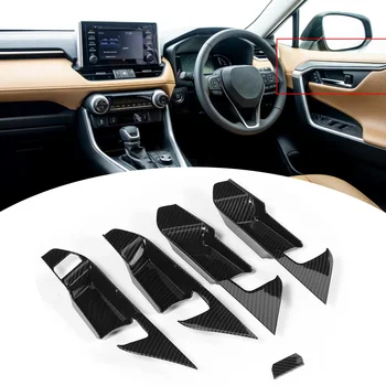 

5pcs Door Interior Handle Trim Cover Fit for Toyota RAV4 2019 Suitable For Right-hand Driving Carbon Fiber Style Accessories