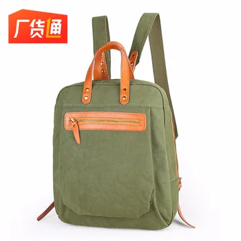 

Canvas first layer cowhide female bag Japanese and Korean version of campus student bag fashion backpack simple backpack