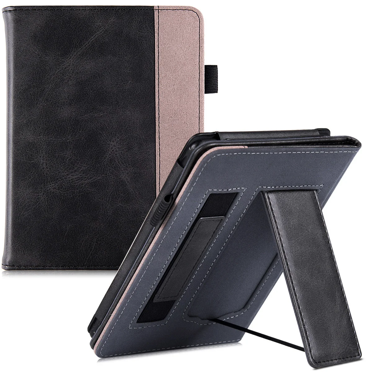 Nightfall BOZHUORUI Handheld Case for Kindle Paperwhite 10th Gen - 2018 / Fits All Paperwhite eReader - Premium PU Leather Protective Cover with Two Hand Straps/Auto Sleep/Wake 
